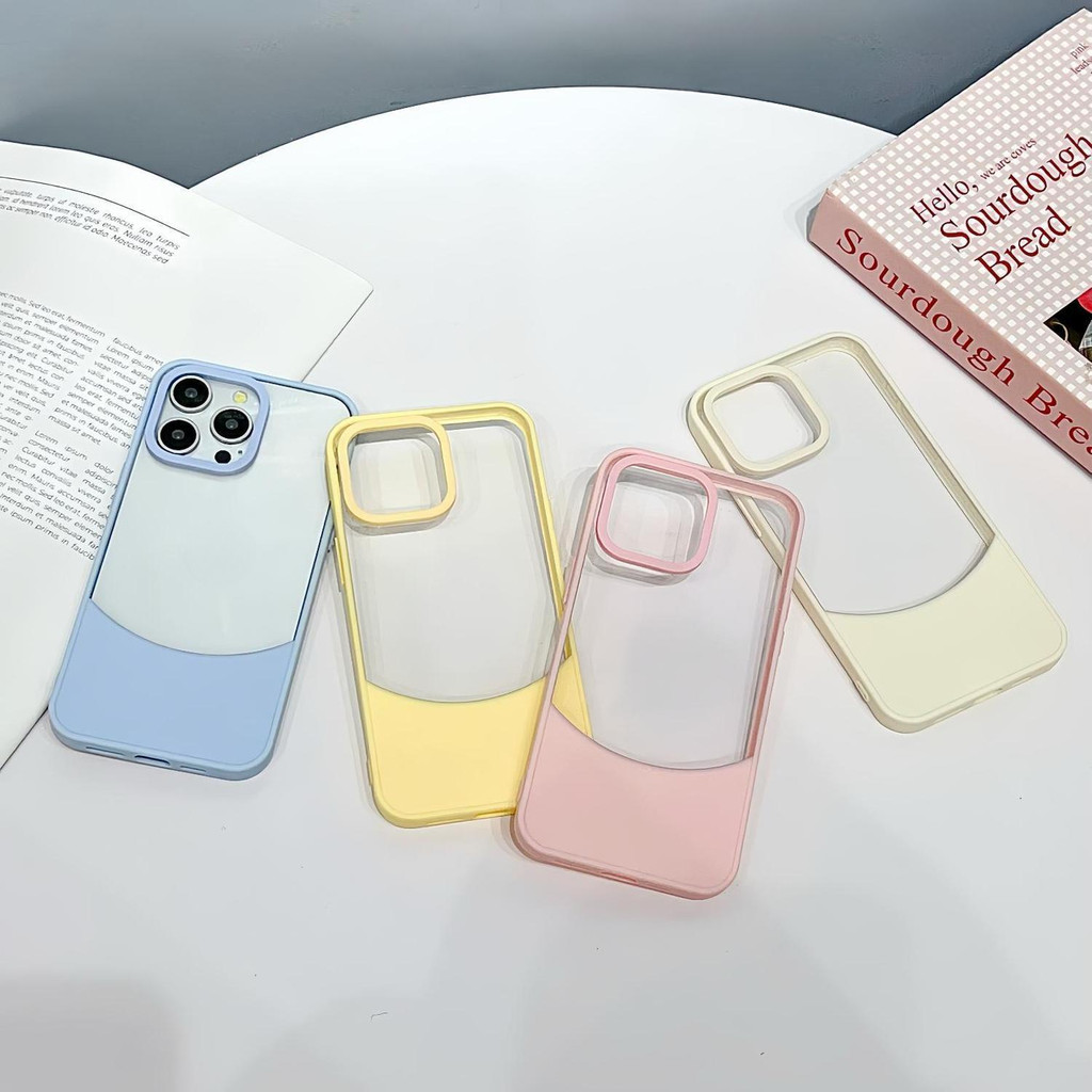 Transparent solid color case for iphone16/15ProMAX Transparent splicing ...