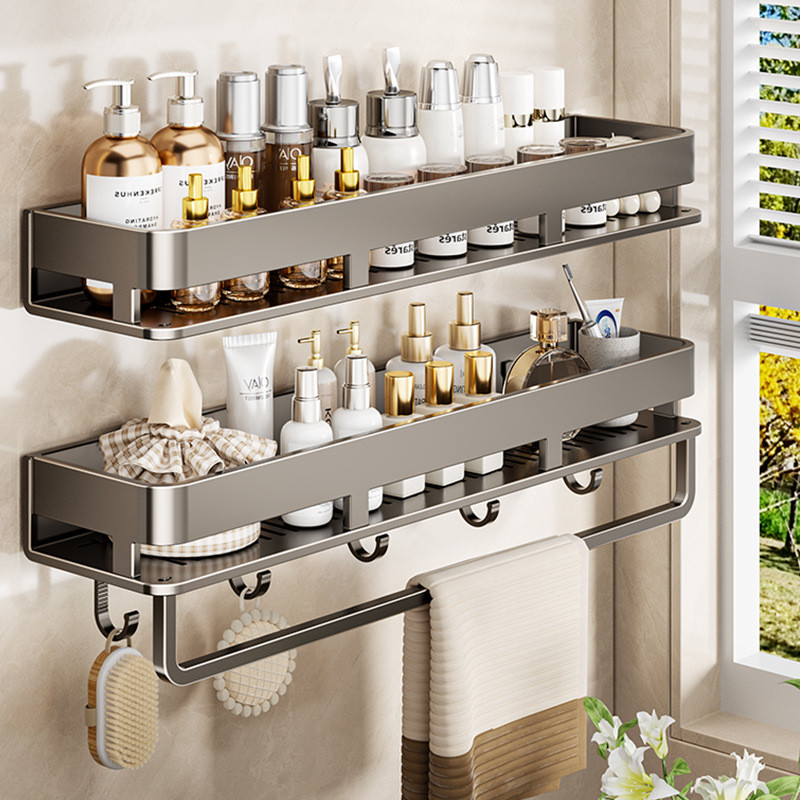 Shower Organizer Rack,Bathroom Non Perforated Wall Mounted Shampoo ...