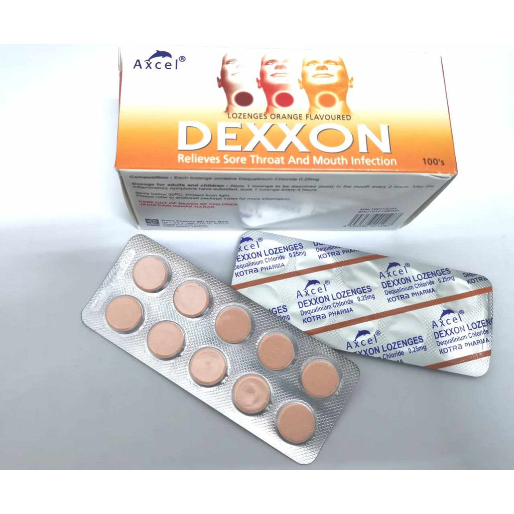 AXCEL Dexxon (Dequalinium Chloride) 0.25mg Lozenges 10x10's | Shopee ...