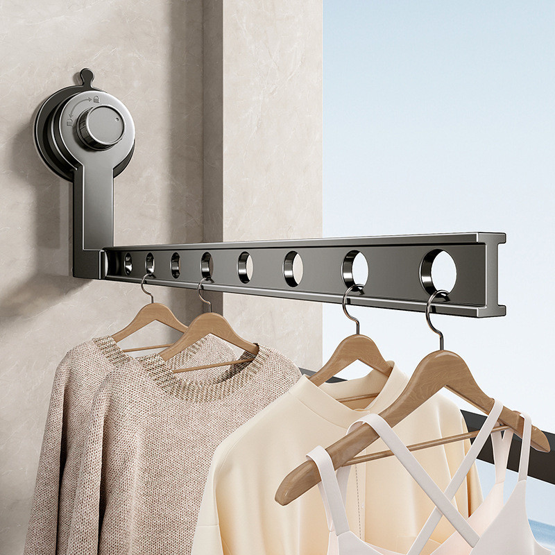 Wall-mounted Folding Clothes Drying Rack-Balcony Folding Clothes Hanger ...