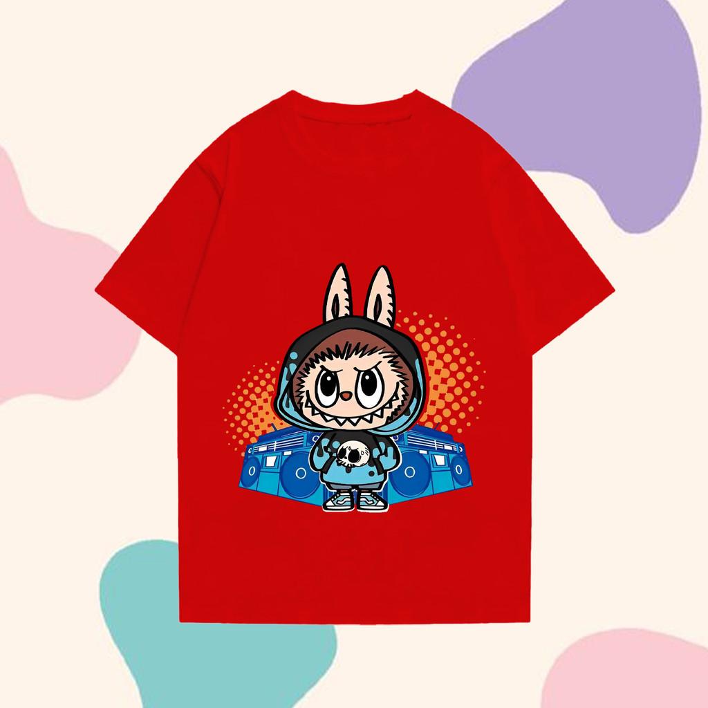 Labubu Pop Mart printing TT-shirt 100% cotton T-shirt South Korea cute ...