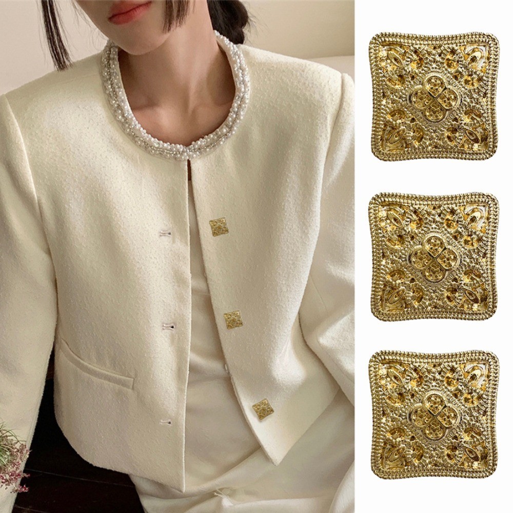 10pcs Vintage Fashion Square European Pattern Metal Buttons Coat Shirt ...