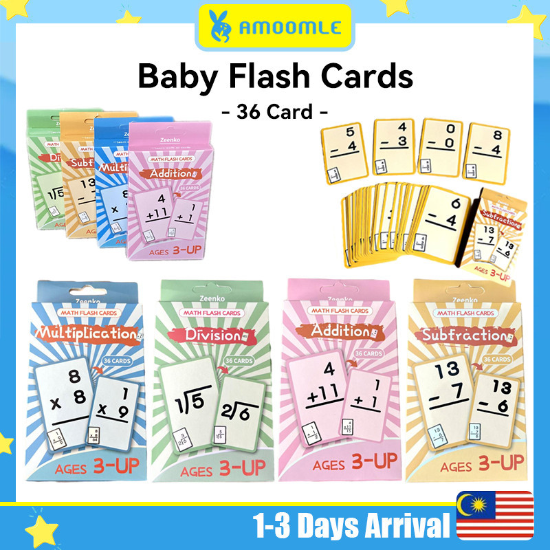 36 Pcs Kids Early Learning Educational Math Flash Card Cards Toy Kad ...