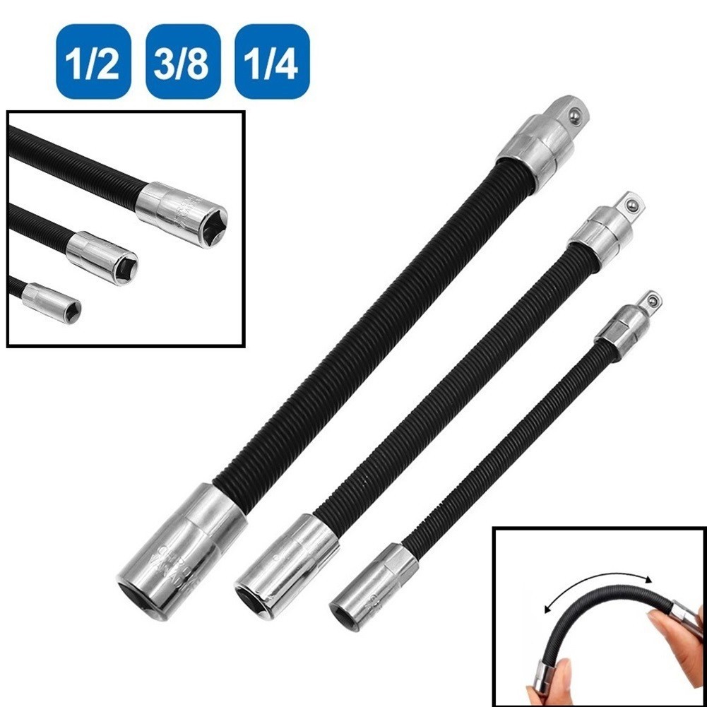1/4 3/8 1/2 Driver Flexible Long Socket Extension Rod Adapter Ratchet ...