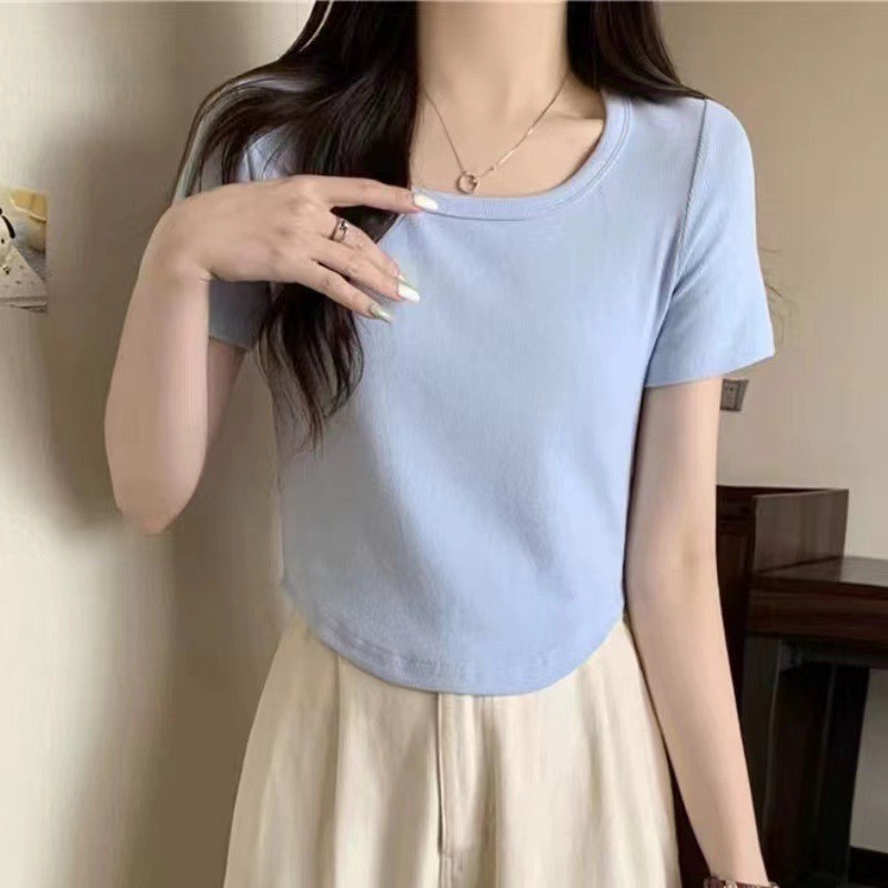 Women's Threaded Design Slim Fit Short Slim Fit Curved Fashion Cropped ...