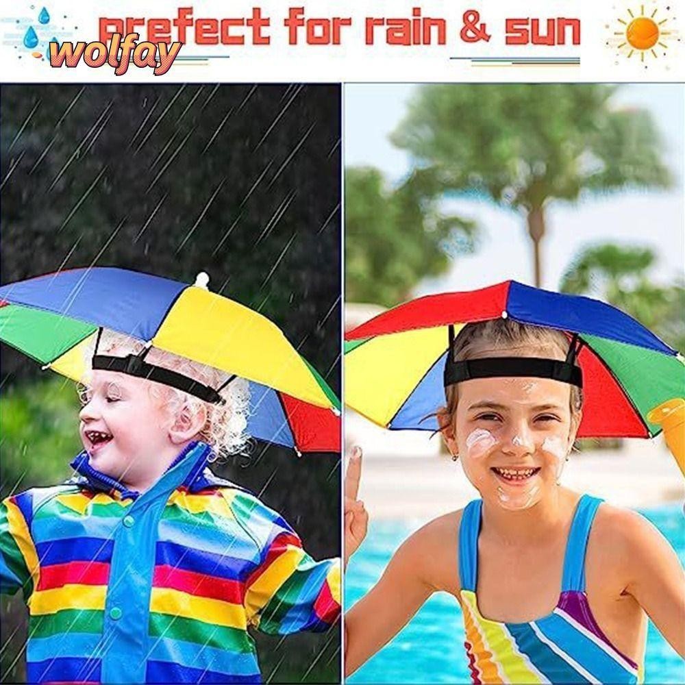 WOLFAY Head Umbrella Hat Sunshade Head Wearing Rain Gear Windproof Elastic band Head Hats Shopee Malaysia