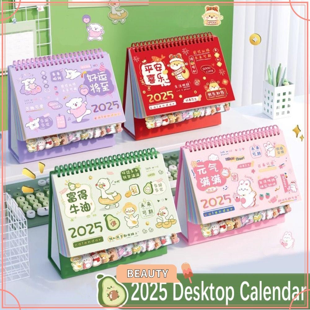 BEAUTYONE Business Tabletop Calendar, Monthly Plan Cartoon 2025 Desktop ...