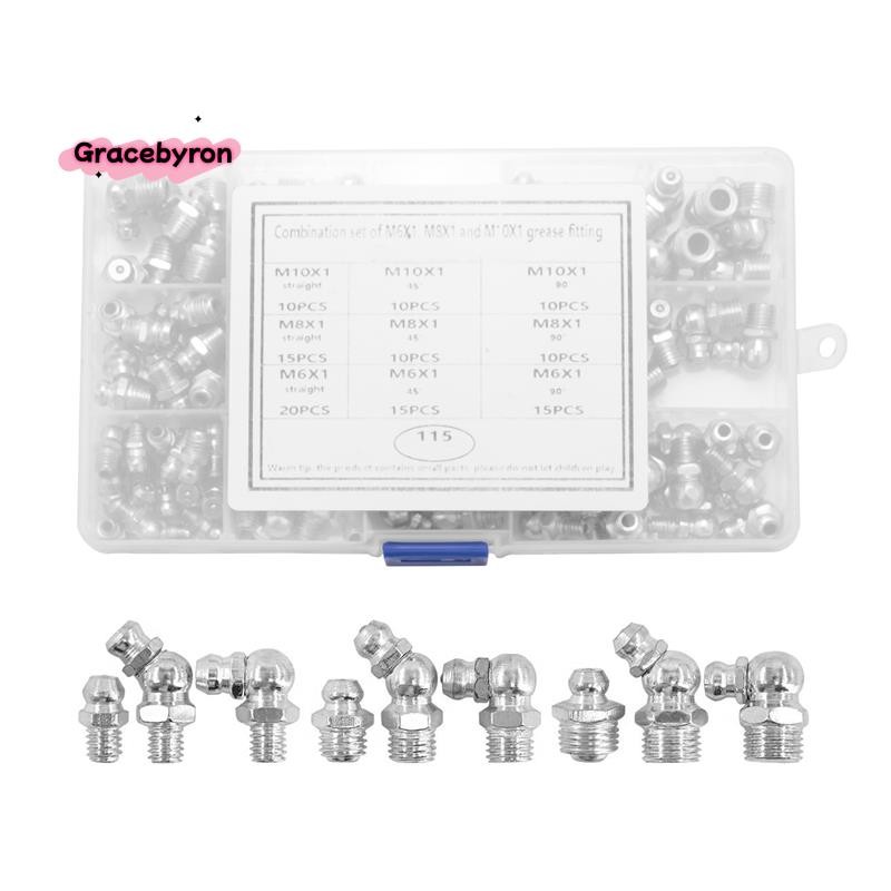Kit Assortimento 32 Pezzi Nippli Ingrassatori In Ottone M6 M8 M10 Per Ingrassaggio