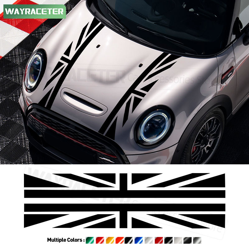 2 Pcs Union Jack Engine Cover Hood Bonnet Stripe Sticker For MINI ...