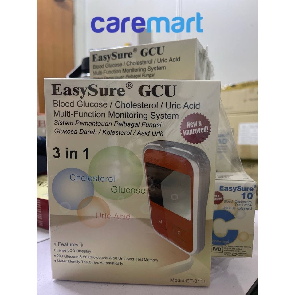 EASYSURE GCU 3IN 1 METER + CHOLESTEROL 10'S (EXP: 09/2025) | Shopee ...