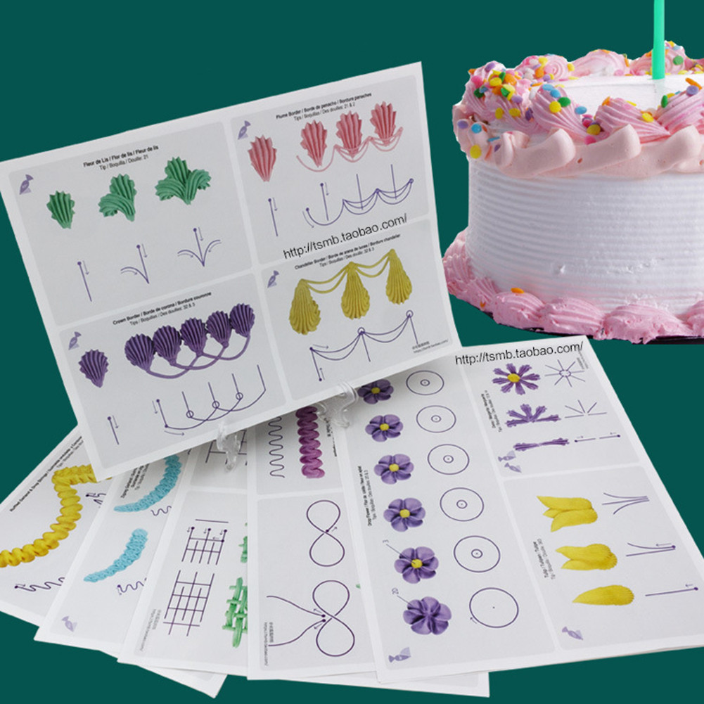 23pcs Cake Icing Piping DIY Practice Drawing Board Template Paper ...