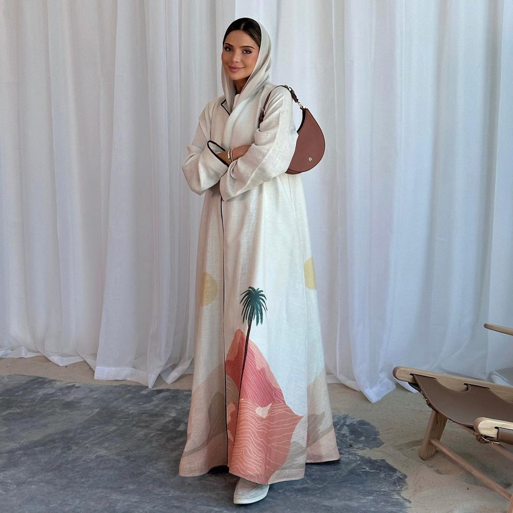 MAXI ABITO DONNA caftano musulmano festa Dubai Abaya elegante abito da