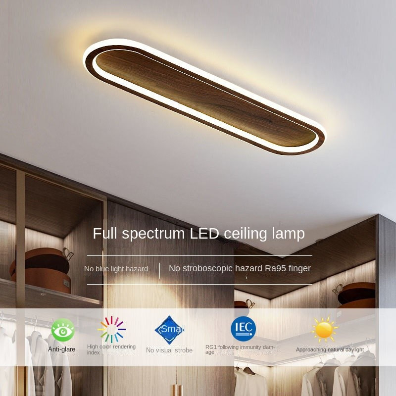 Nordic Long Ceiling Lights Wood Color light 40/60/80/100/120cm Lighting ...
