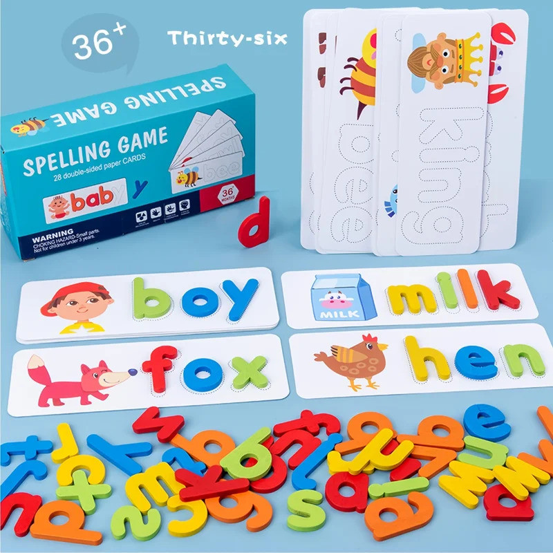 Montessori Alphabet Spelling Word Wooden Math Toys Kids Educational ...