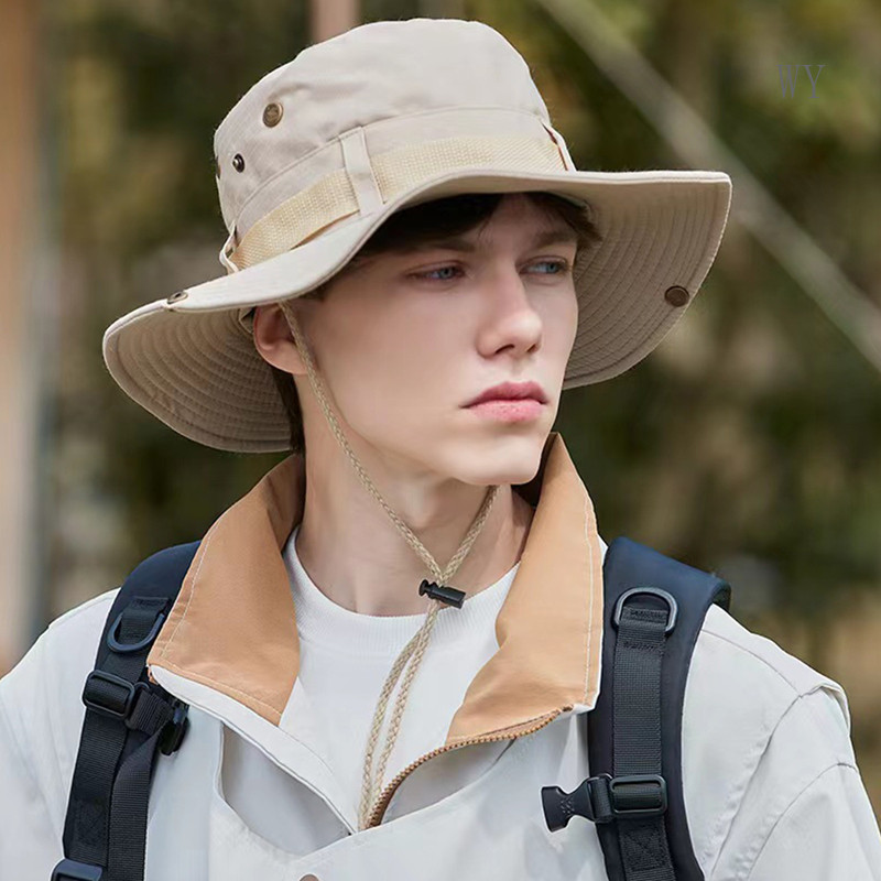 WY Outdoor Unisex Fishing Hat 2 Ways Wearing Cowboy Hat Wide Brim Sun ...