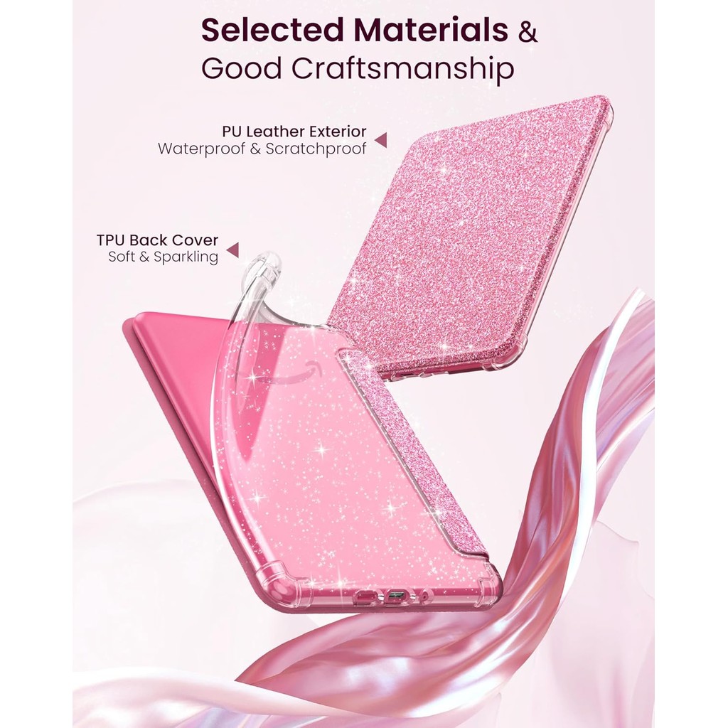 MoKo Flexible Clear Glitter TPU Protective Cover Case with Auto Wake ...