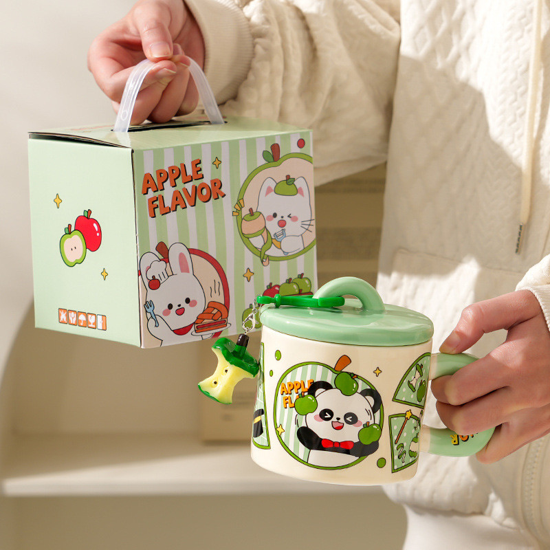 Couple Mug Set Gift Box Cute Mug Female Birthday Gift Water with Lid ...