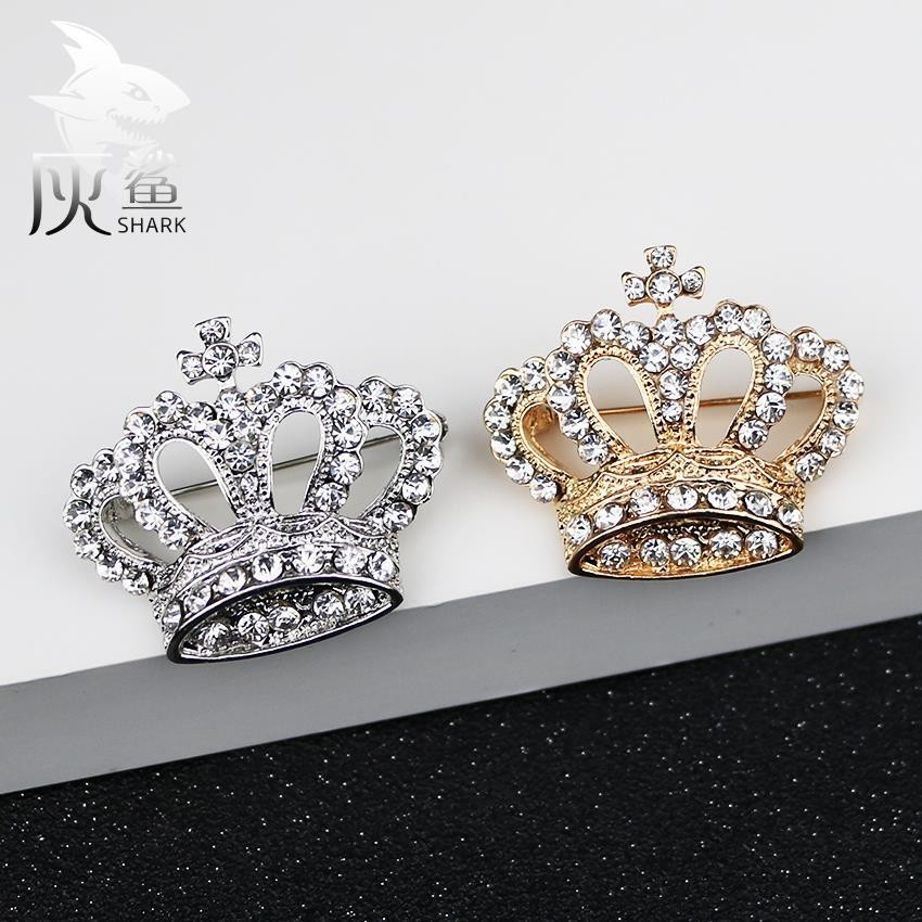 SHUANGR Luxury Crystal Flower Brooch Lapel Pin Rhinestone Jewelry Women Wedding Hijab Pins Large Brooches For