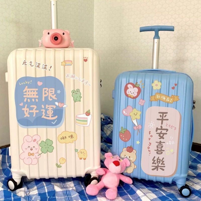Luggage compartment stickers 行李箱贴纸 卡通 可爱 文字贴画 平安 喜乐 行李箱 旅行箱 拉杆箱 电瓶车 摩托车 ...