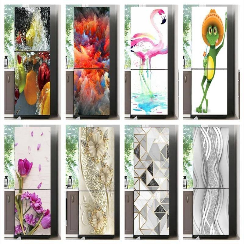 Custom Refrigerator Stickers Wallpaper Cover Animal fruit cartoon ...