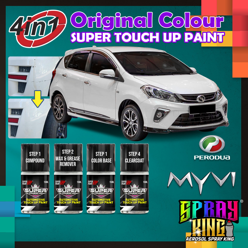 Perodua Myvi Original Touch Up Paint 4 IN 1 Combo Set for DIY Scratch ...