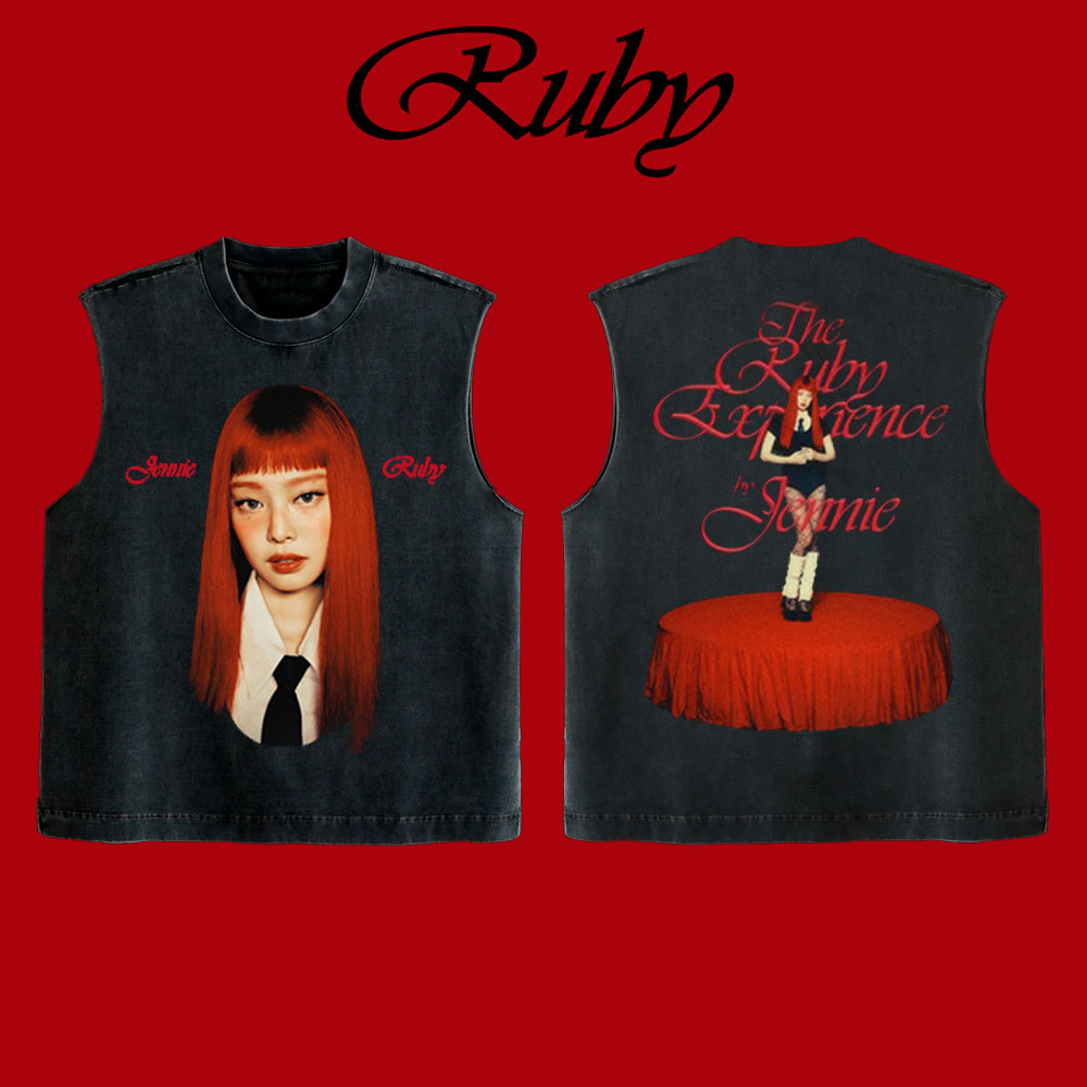 KPOP BLACKPINK 2025 JENNIE Ruby Album Merch Washed Cotton Tank Top