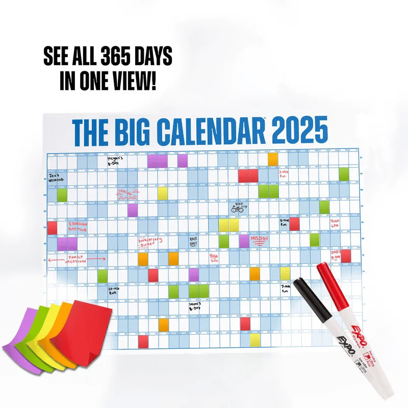 The Big Calendar 2025 Planner Sheet Large Wall Calendar Kawaii To Do ...