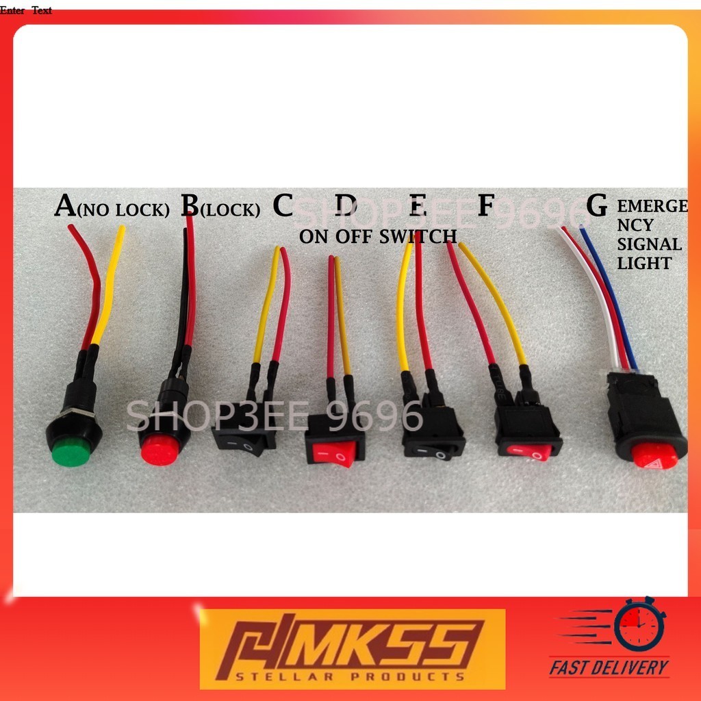 Universal Switch On/Off Push Button Suis Horn Hazard Switch Y150ZR ...