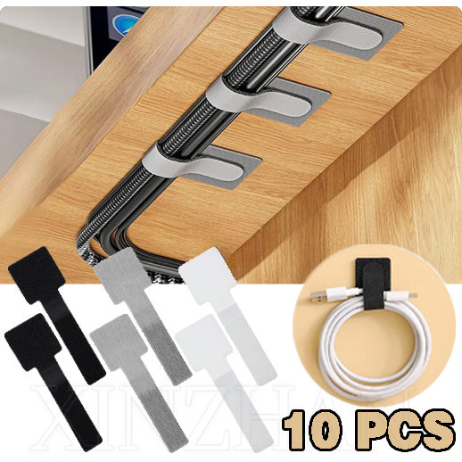 10Pc Cable Organizer - Data Cable Sorting Zip Ties - Self Adhesive Back ...