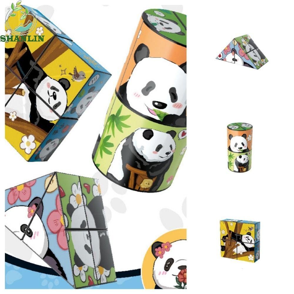 SHANLIN 3D Changeable Cube Puzzle, Rubix Cube Panda Folding Infinite ...