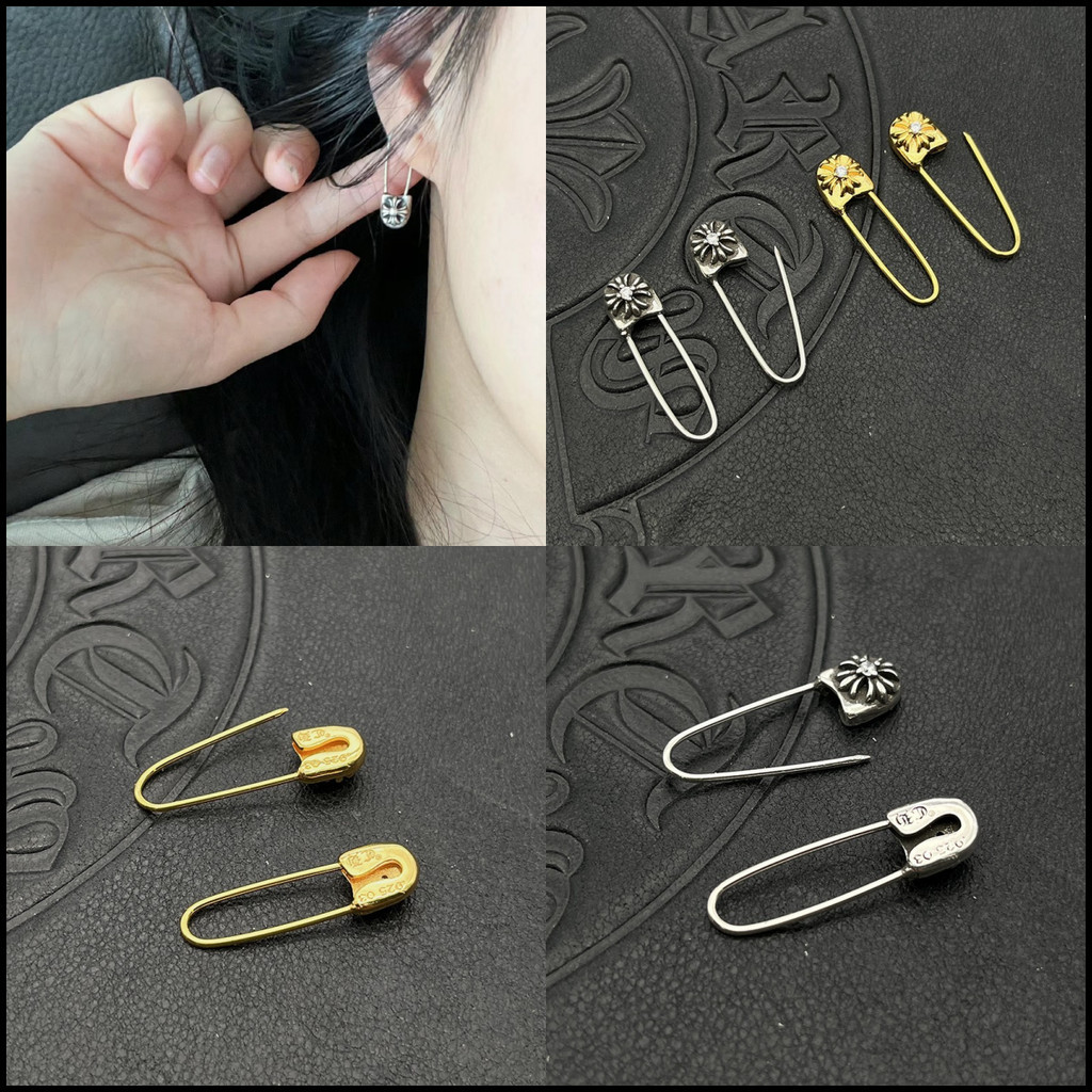 Chrome hearts safety pin earrings clearance