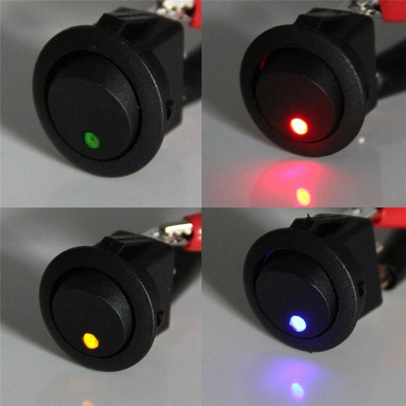 [HOT]4Pcs DC12V Waterproof ON/OFF Car Round Rocker Dot LED Light Toggle ...