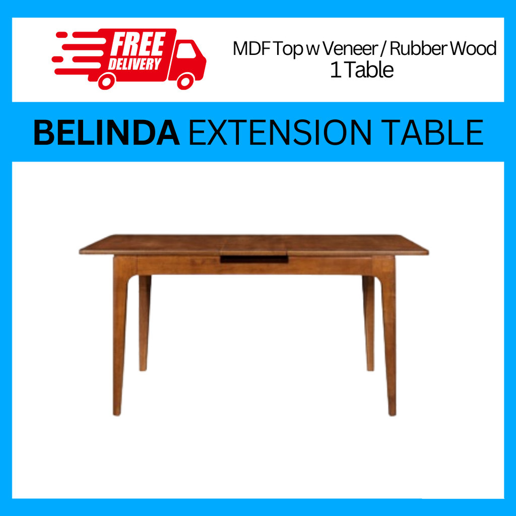 Belinda MDF Top w Veneer / Rubberwood Extension Medium Brown Dining