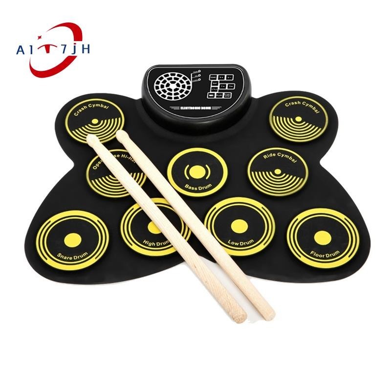 1 Set Electronic Drum Set Lectronic Drum Pad 9 with Headphone Jack Roll ...