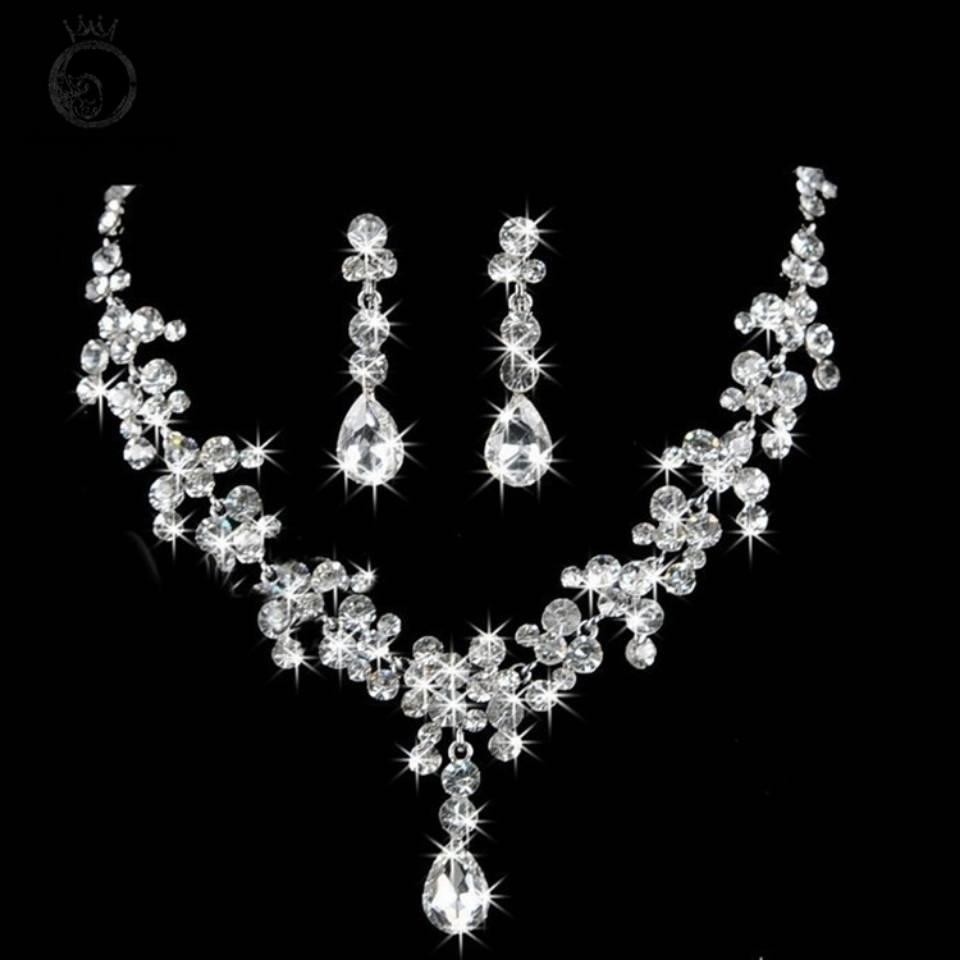 Party jewelry Set rantai leher perempuan pengantin anting Korean bridal ...