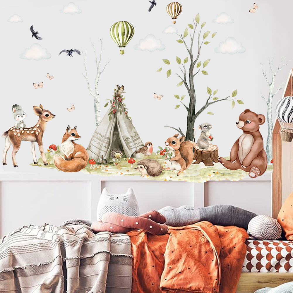 Wall Stickers Cartoon Bear Giraffe Little Fox Wall Stickers Fairy Tale