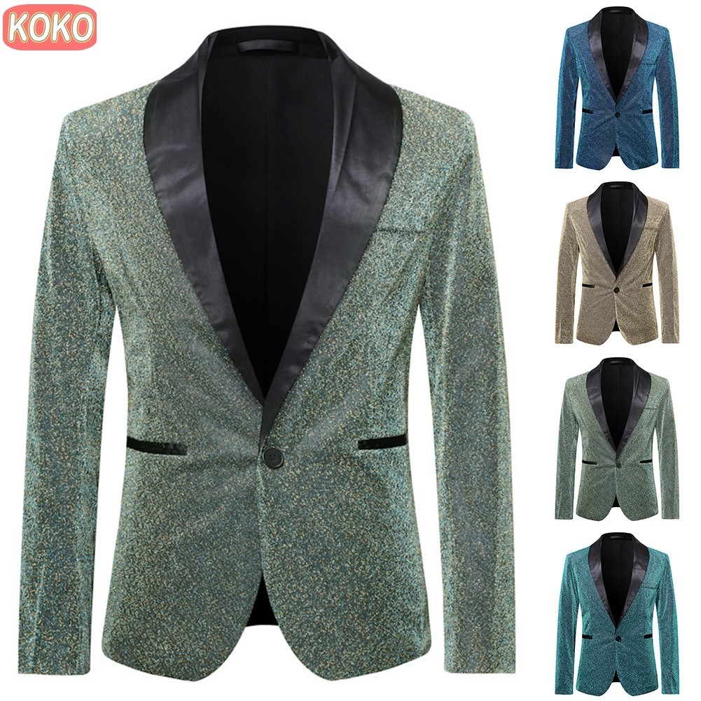 ⭐Ready Stock⭐ Men Glitter Embellished Blazer Jacket Nightclub Suit ...