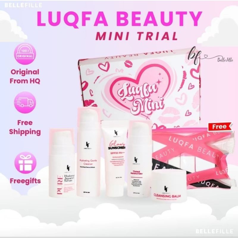 LUQFA BEAUTY TRIAL KIT ROUTINE SKINCARE 5 in 1 (CLEANSER, SERUM ...