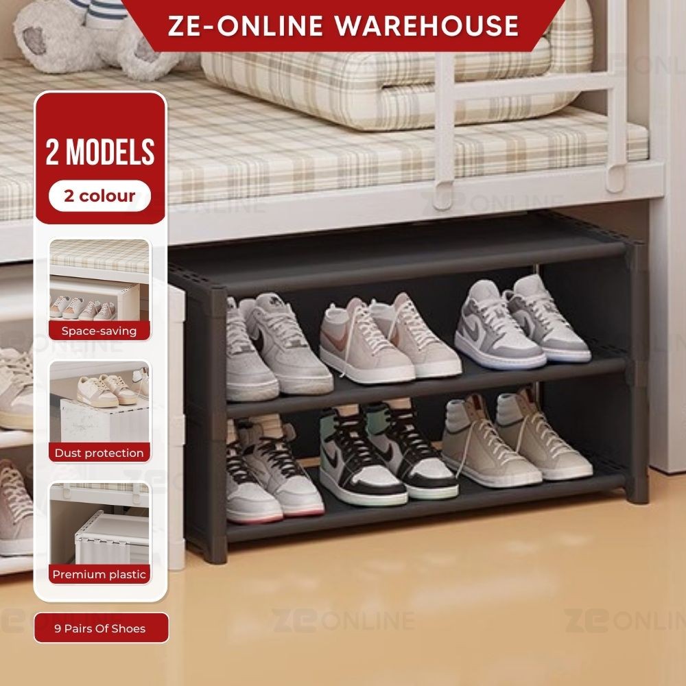3 Tiers Shoes Rack With Curtain Cover Shoe Slipper Sneaker Vertical ...