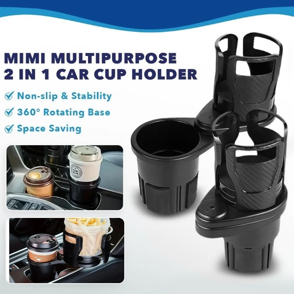 2in1 Car Cup Holder Expander 360°Rotation Car Drink Holder Multi ...