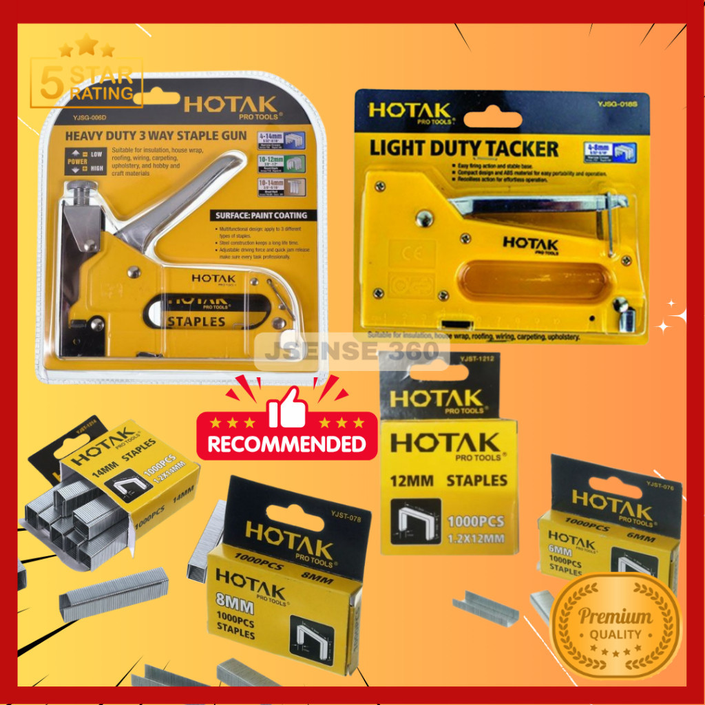 Hotak Pro Tools Staple Gun / Strong Stapler / Stapler Bullets Refill