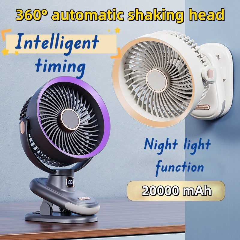 [LOCAL SELLER] Kipas Meja 20000mAh Circulation Clip Fan USB Fan Auto ...
