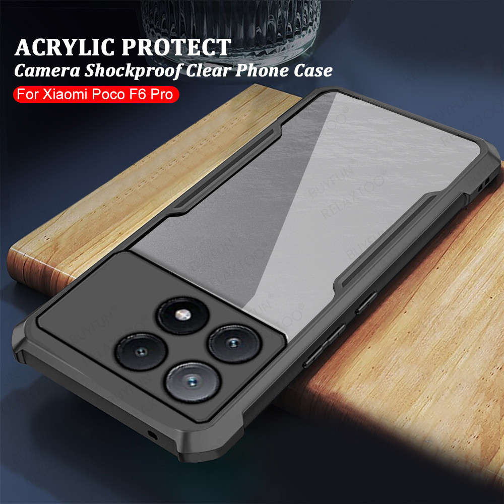 Acrylic Clear Hard PC Back Cover For Xiaomi Poco F6 Pro 5G Case Camera ...