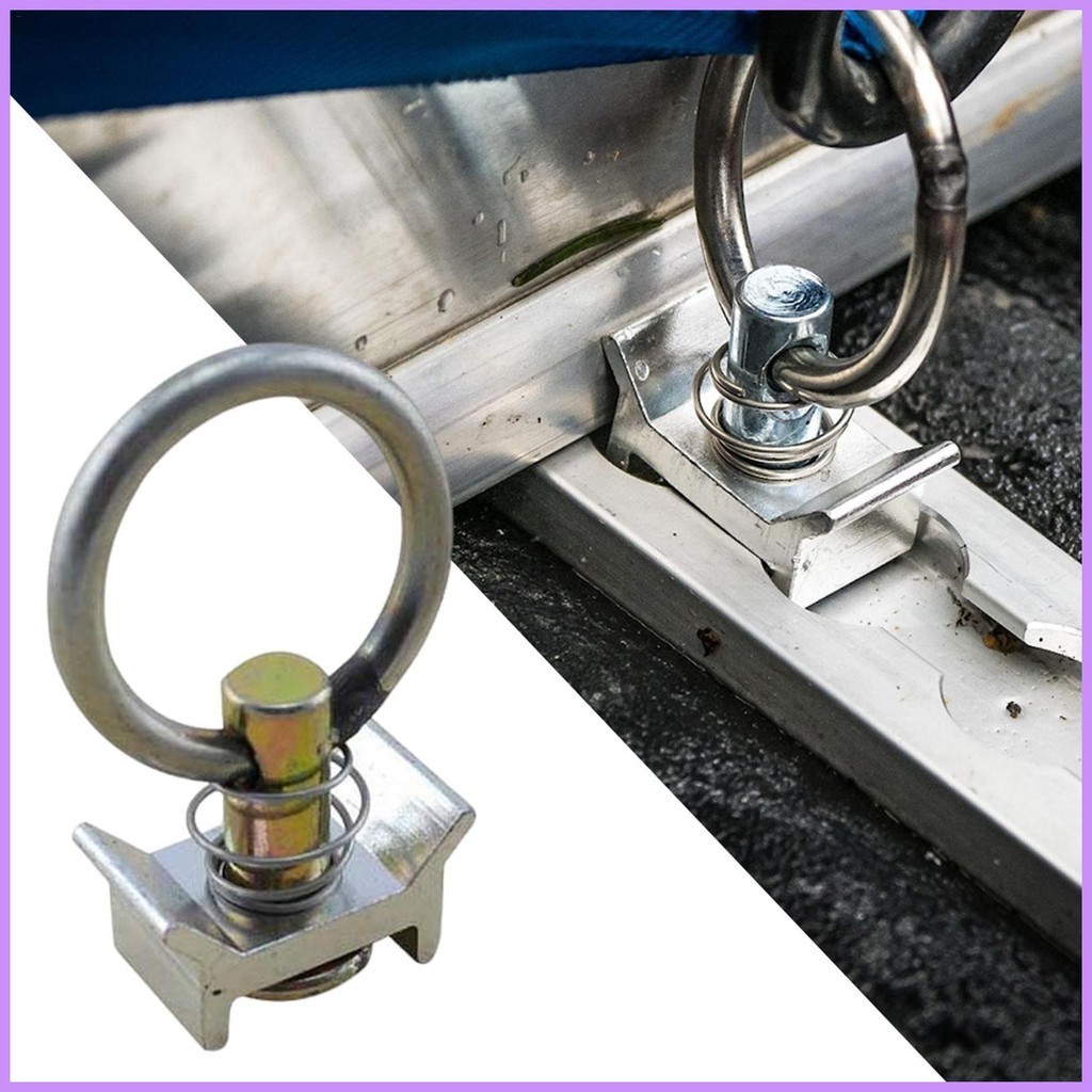 Square Shape L Track Tie Down System, 1 Foot Length, Black