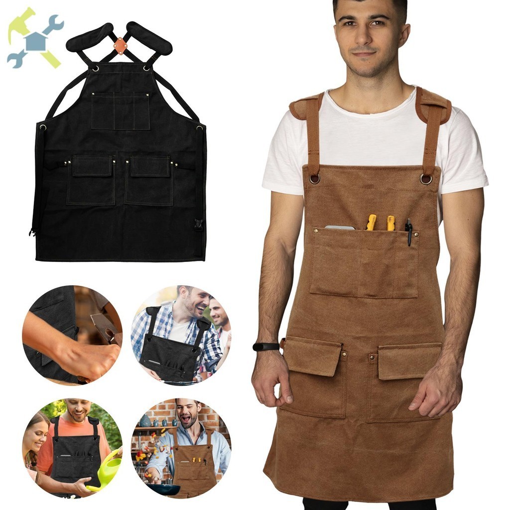 Woodworking Apron with 5 Tool Pocket Heavy Duty Work Apron Oxford Cloth ...