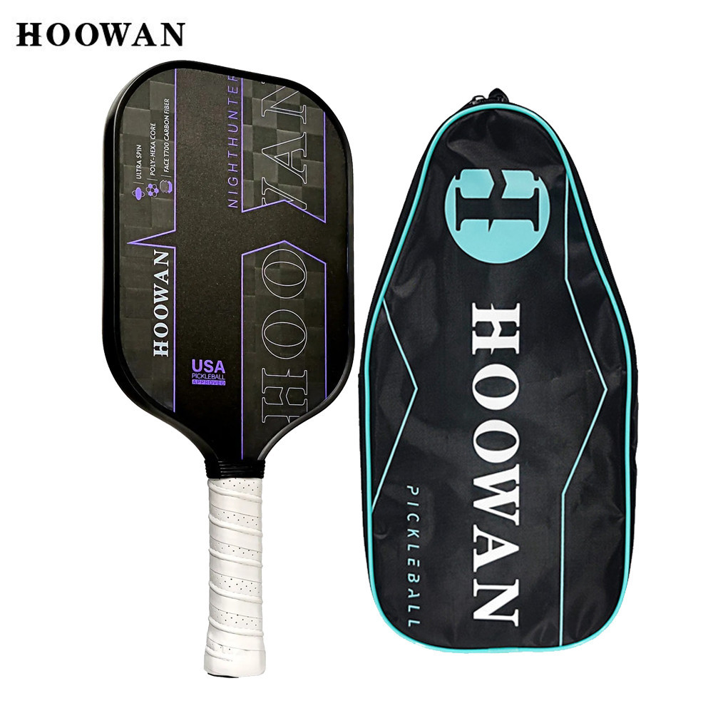 HOOWAN 16MM 18K Carbon Fiber Pickleball Paddles NIGHTHUNTER Raw Carbon ...