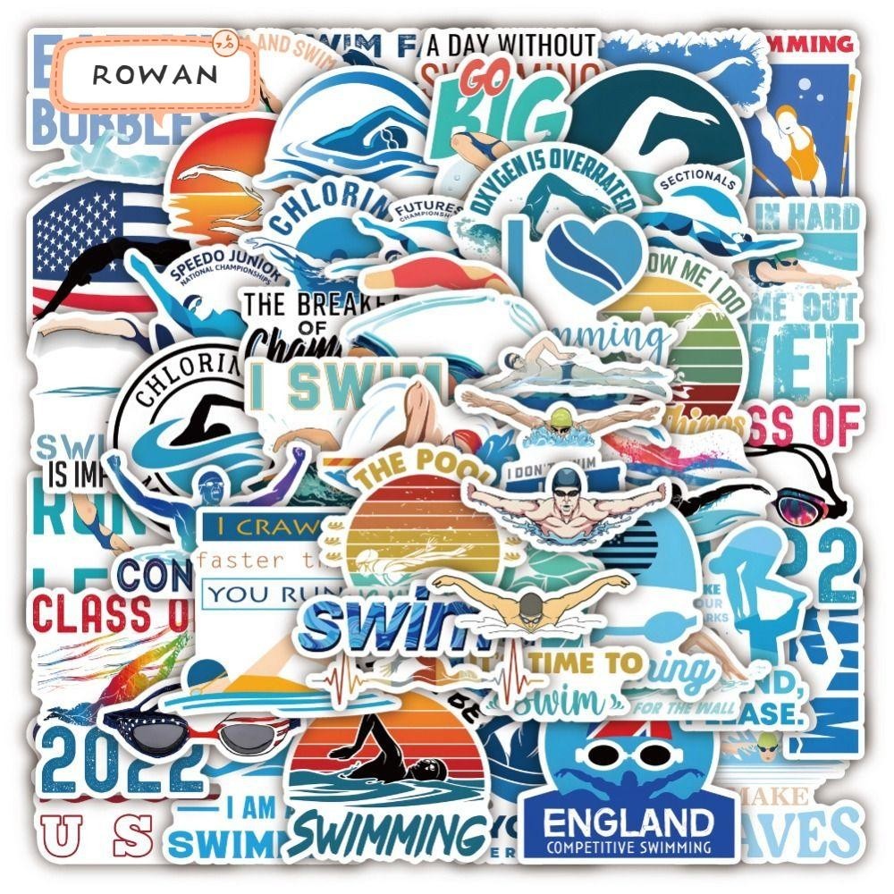 ROWAN Swimming Stickers, PVC 5-8cm Waterproof Vinyl Swimmer Sticker ...