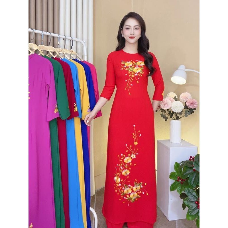 Luxury Innovative Ao Dai Pattern Silkworm Ao Dai Hand Embroidered ...