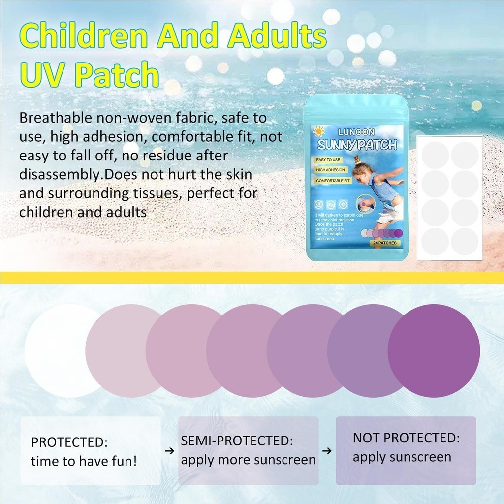 UV Sunscreen Sticker 24 Pack Sweatproof Sunscreen Stickers Reapply UV ...