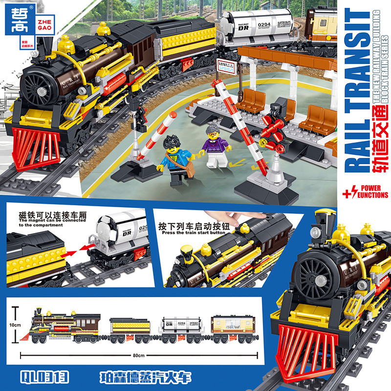 Personde Steam Rail Train Model Building Block Technic Series Bricks ...